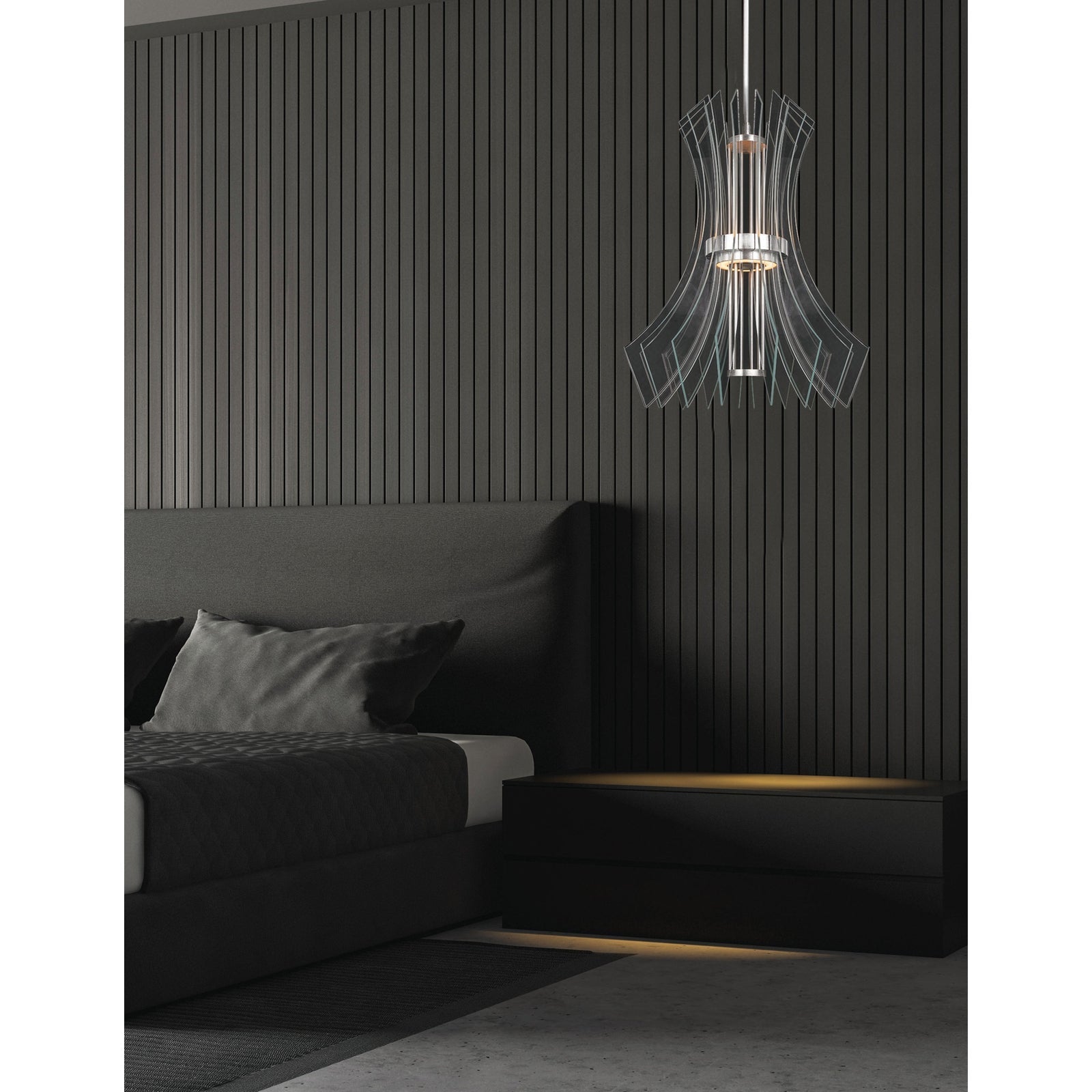 Newton Crystal Plane LED Pendant / Up / Silver
