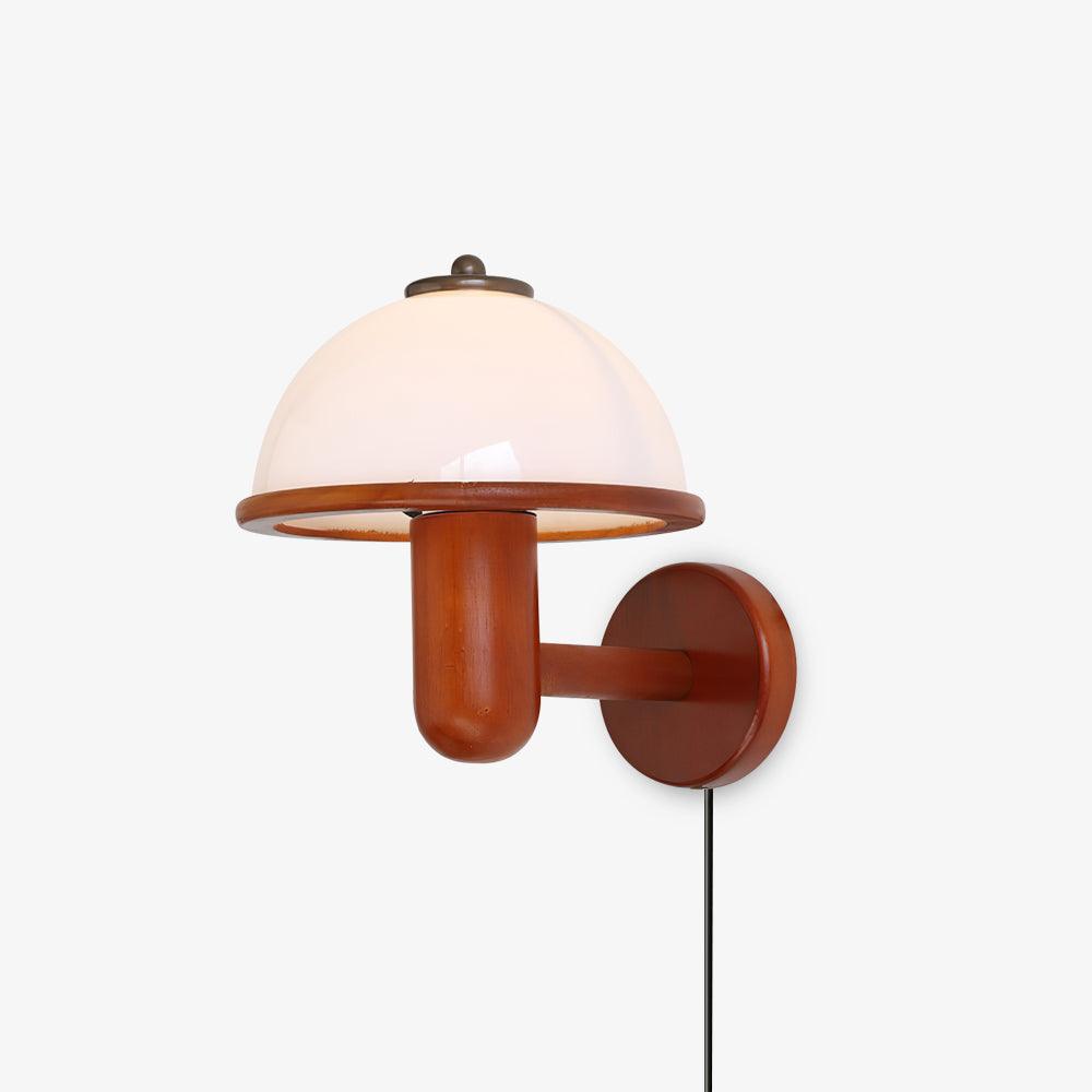 Oak Mushroom Wall Lamp / ∅ 7.9″ x H 11″  /Dia 20cm x H 28cm / Dark Oak Color / US Plug