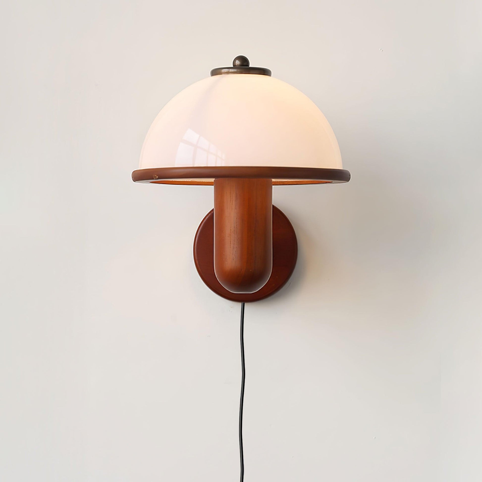 Oak Mushroom Wall Lamp / ∅ 7.9″ x H 11″  /Dia 20cm x H 28cm Set of 2 / Dark Oak Color / EU Plug