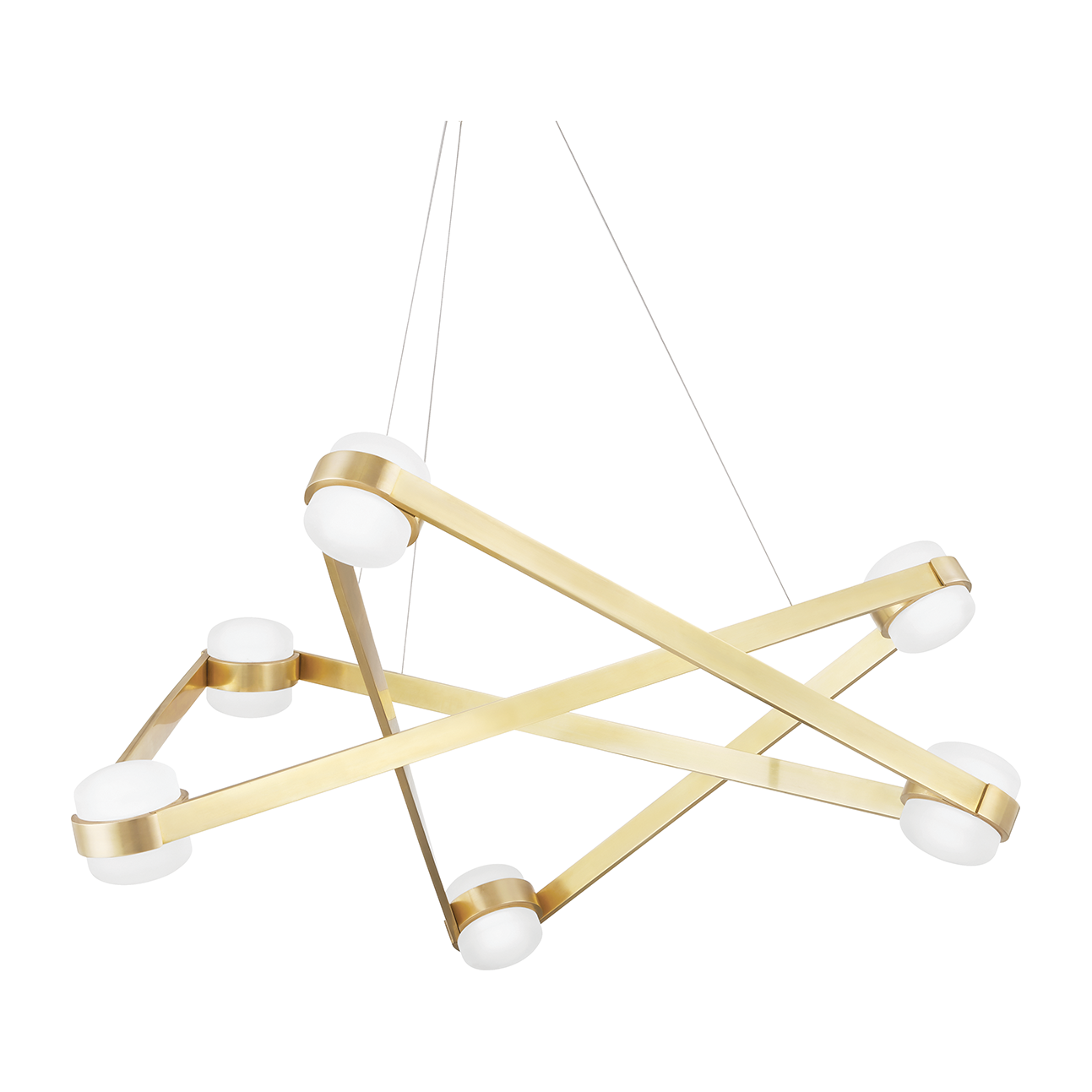 Orbit Six-Light Opal Glass Chandelier / Aged Brass