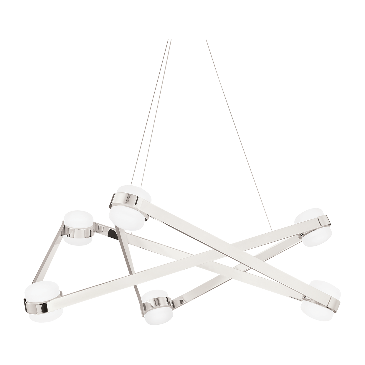 Orbit Six-Light Opal Glass Chandelier / Polished Nickel
