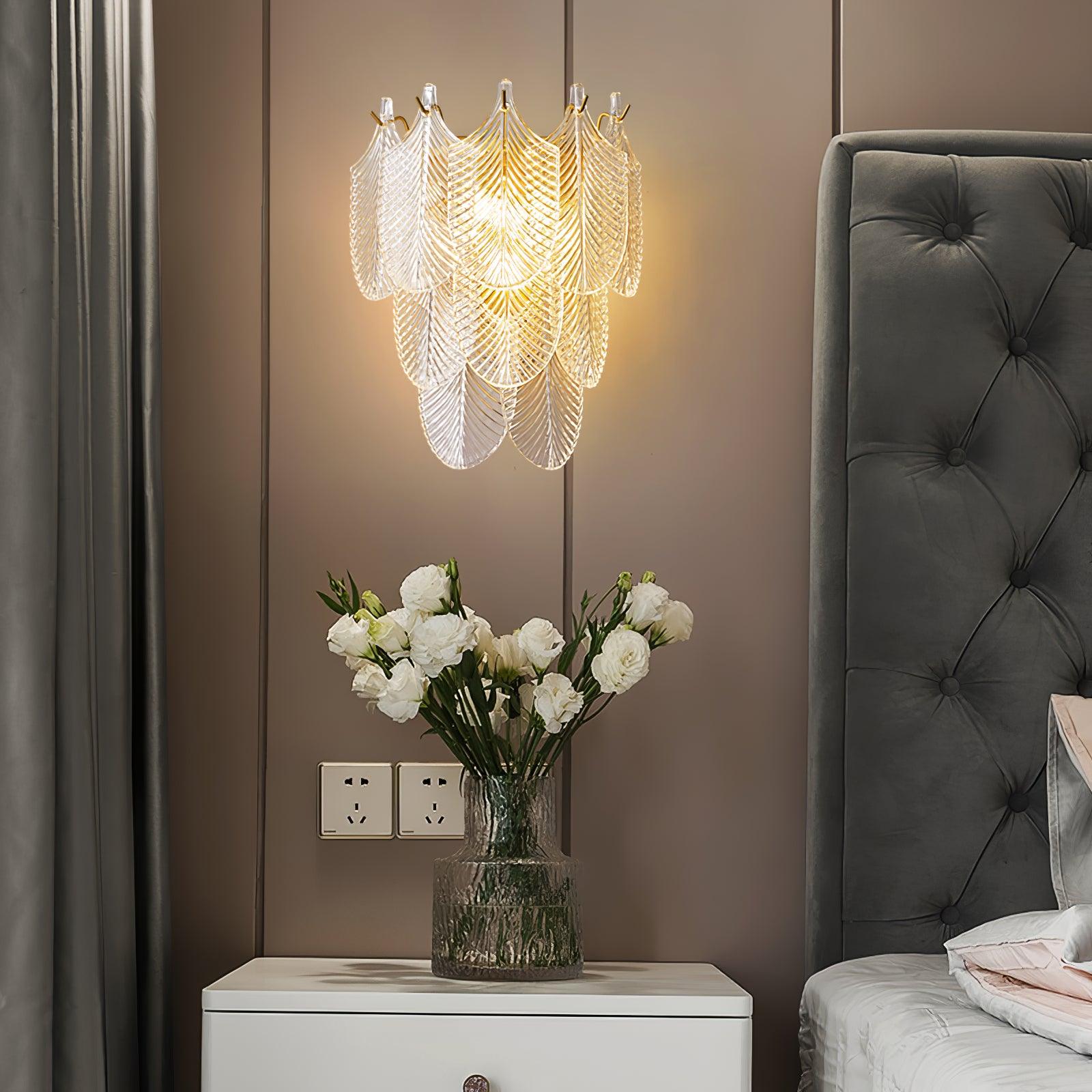 Piemonte Textured Glass Wall Sconce / Set of 2 / Brass+Clear