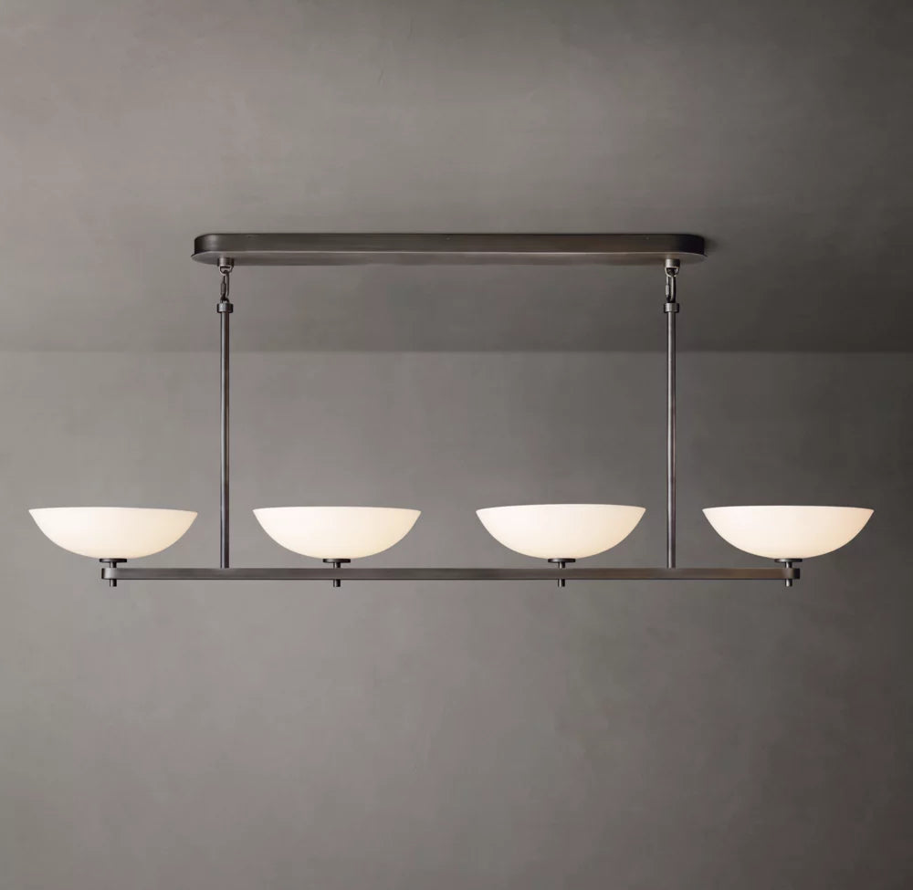Porcelain Leaf Brass Beam Chandelier