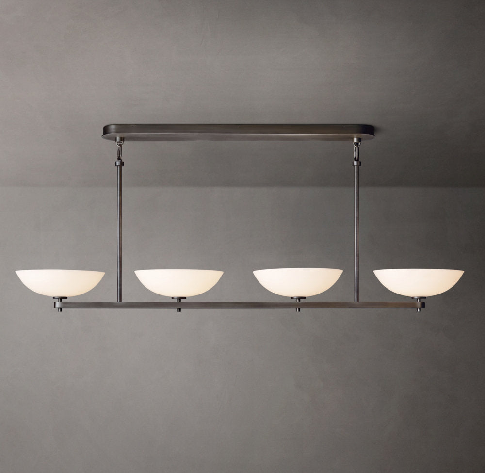 Porcelain Leaf Brass Beam Chandelier