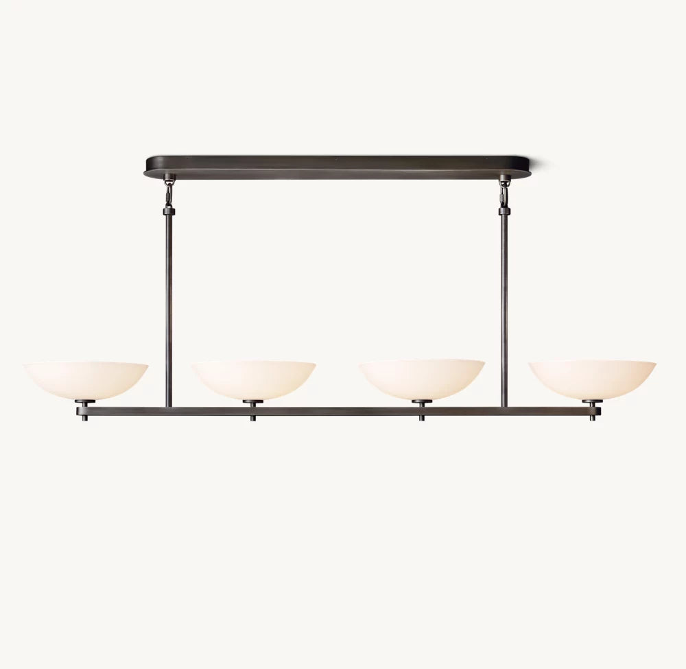 Porcelain Leaf Brass Beam Chandelier