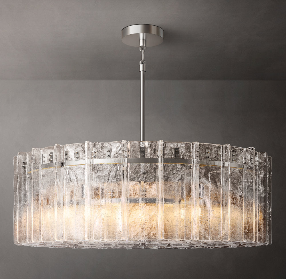 Rippled Cast Glass Grand Ring Chandelier