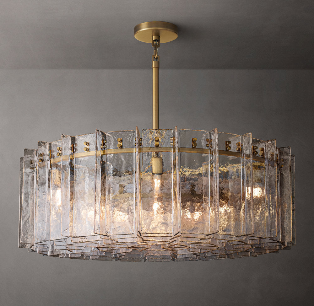 Rippled Cast Glass Grand Ring Chandelier