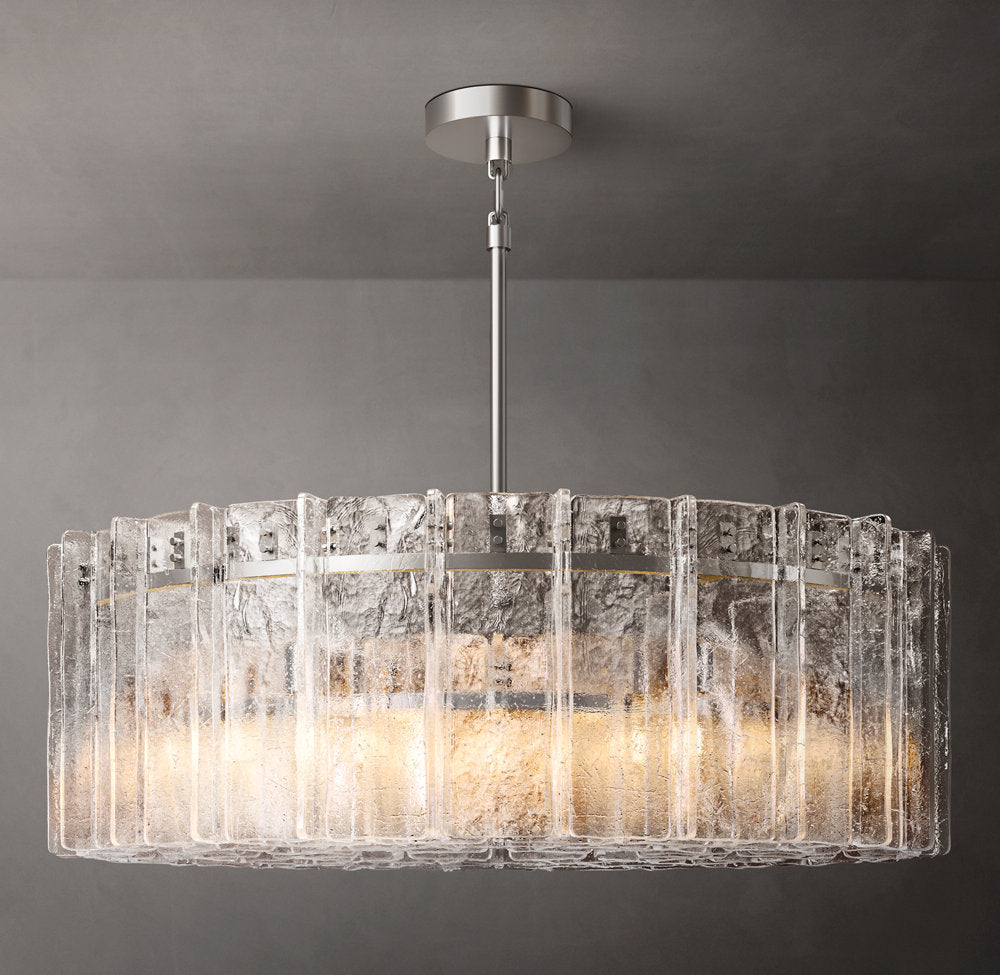 Rippled Cast Glass Grand Ring Chandelier