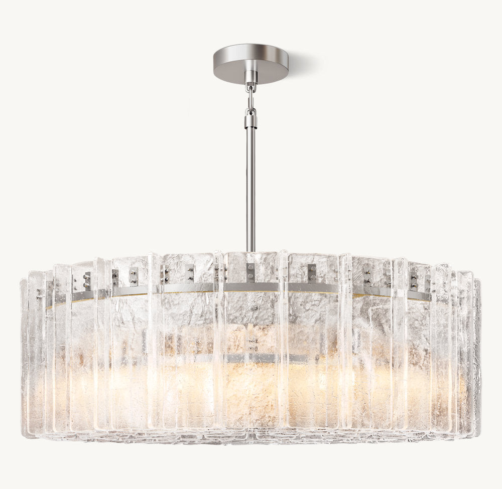 Rippled Cast Glass Grand Ring Chandelier