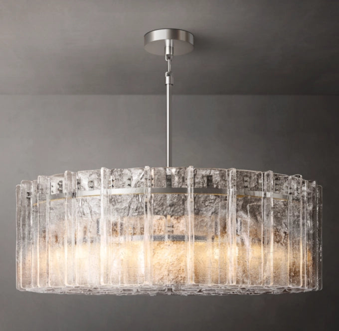 Rippled Cast Glass Grand Ring Chandelier