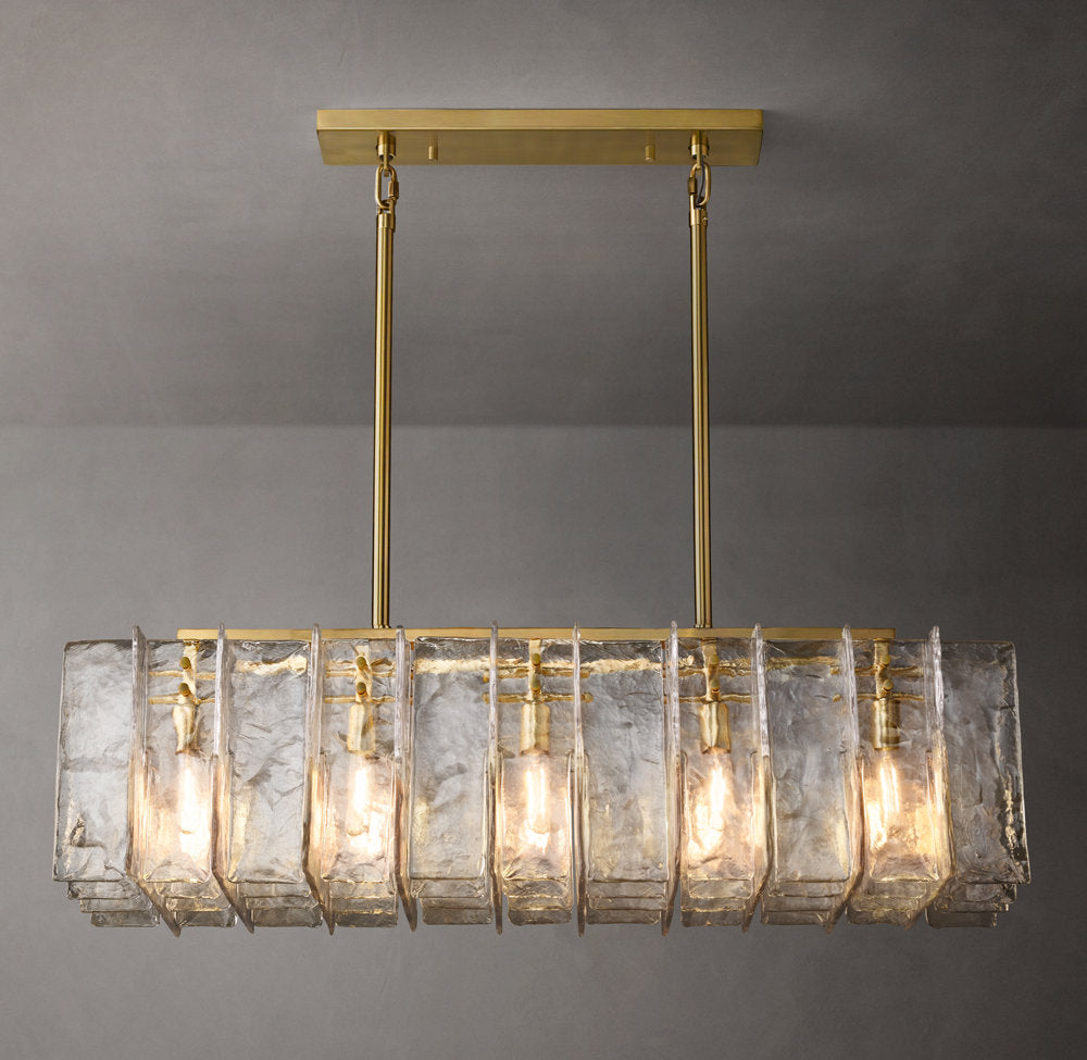 Rippled Glass Lattice Island Chandelier