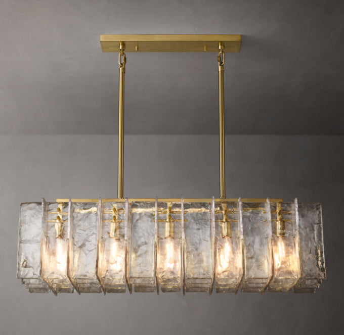 Rippled Glass Lattice Island Chandelier