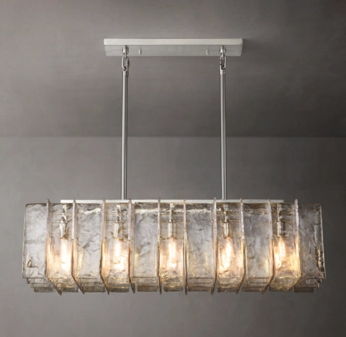 Rippled Glass Lattice Island Chandelier