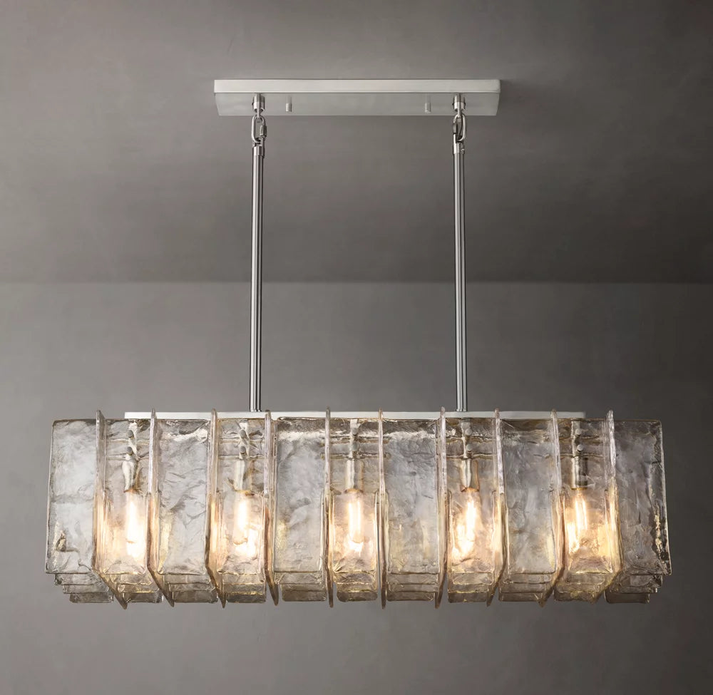 Rippled Glass Lattice Island Chandelier