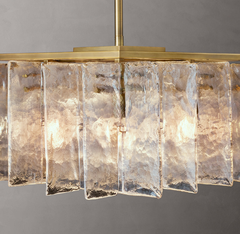 Rippled Glass Lattice Island Chandelier