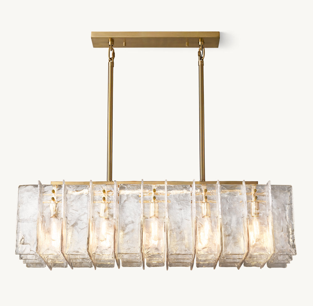 Rippled Glass Lattice Island Chandelier