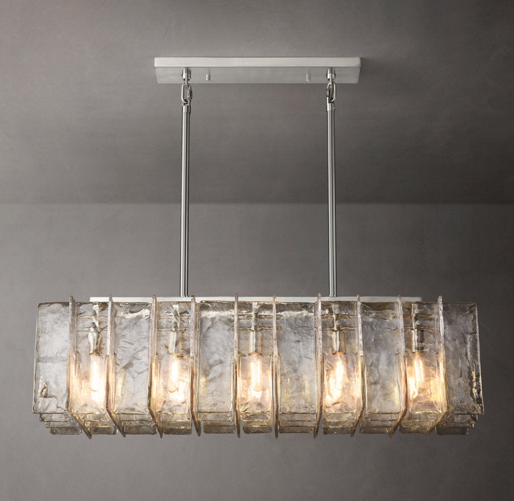 Rippled Glass Lattice Island Chandelier