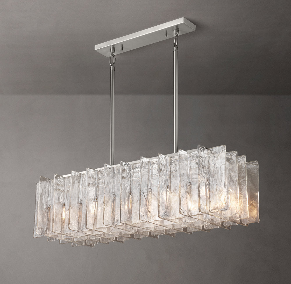 Rippled Glass Lattice Island Chandelier