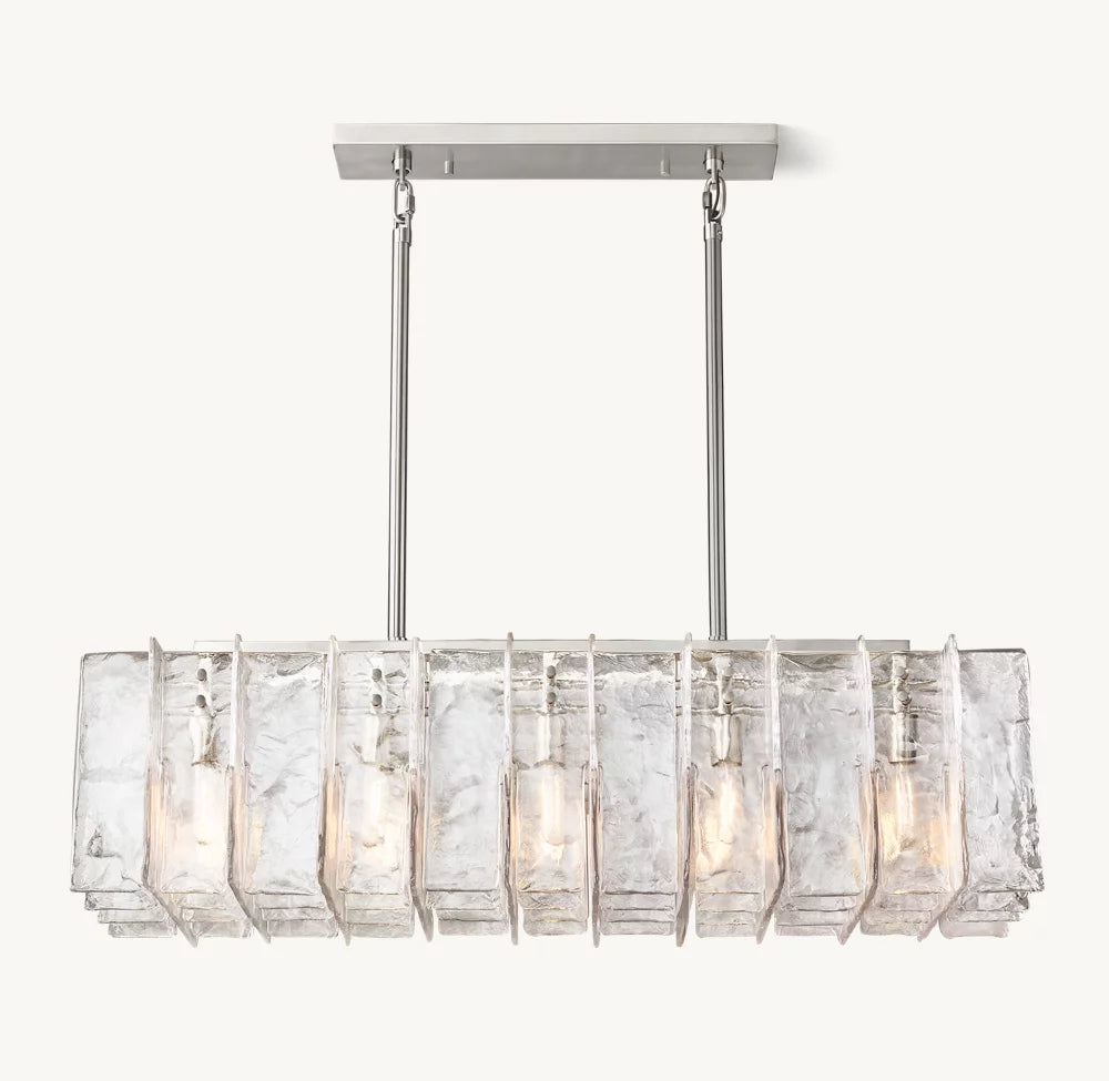 Rippled Glass Lattice Island Chandelier