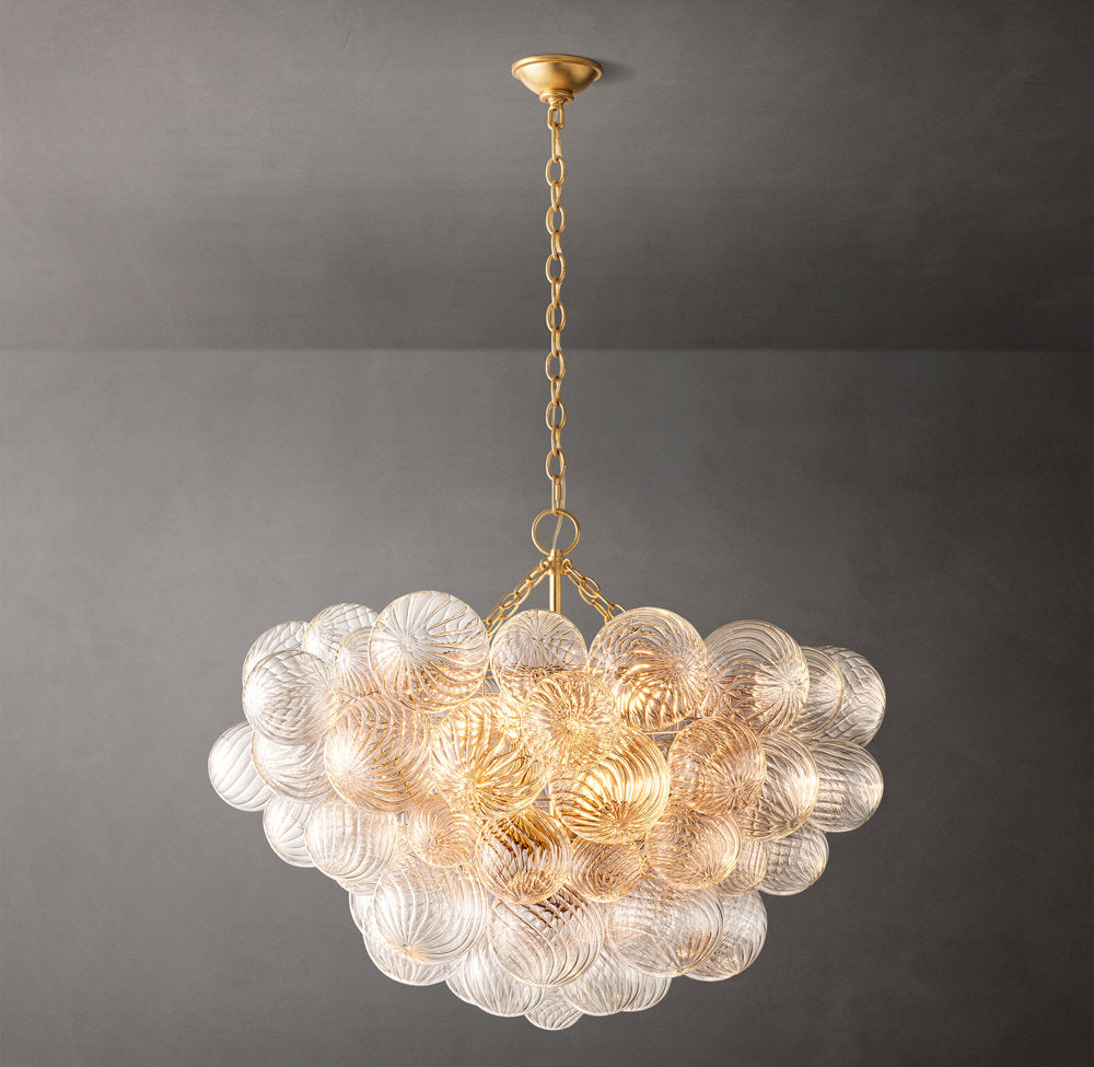 Rippled Glass Orb Cascade Chandelier