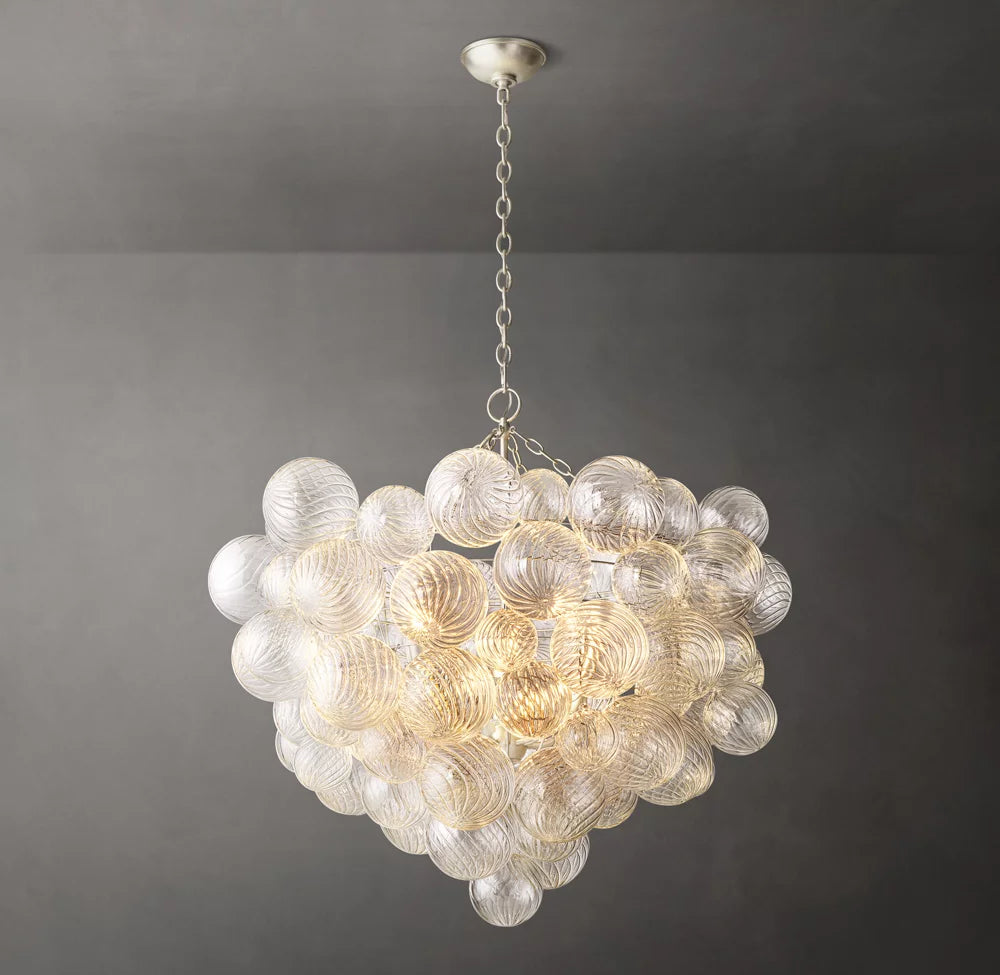 Rippled Glass Orb Cascade Chandelier