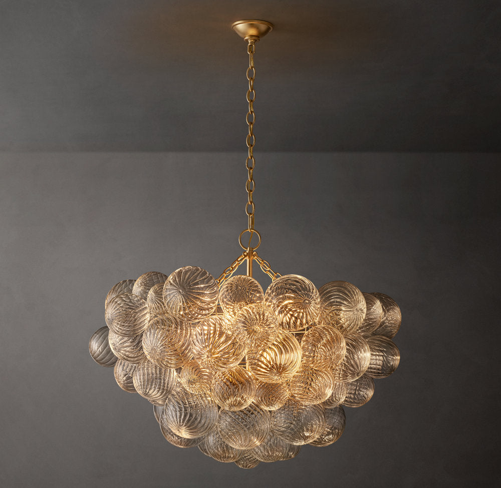Rippled Glass Orb Cascade Chandelier