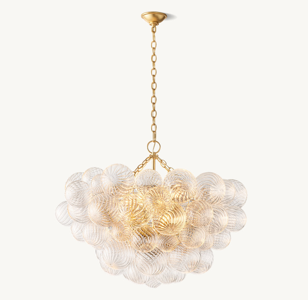 Rippled Glass Orb Cascade Chandelier