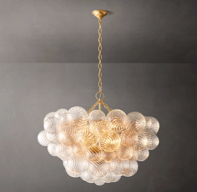 Rippled Glass Orb Cascade Chandelier