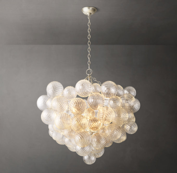 Rippled Glass Orb Cascade Chandelier