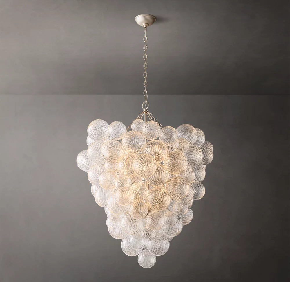 Rippled Glass Orb Entry Chandelier