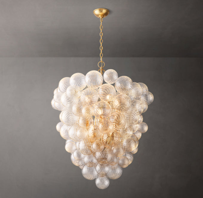 Rippled Glass Orb Entry Chandelier