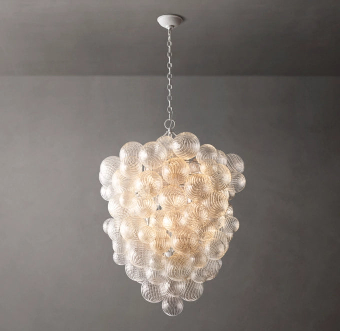 Rippled Glass Orb Entry Chandelier