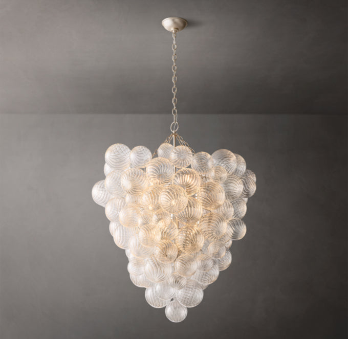 Rippled Glass Orb Entry Chandelier