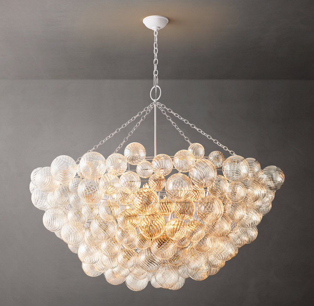 Rippled Glass Orb Grand Chandelier