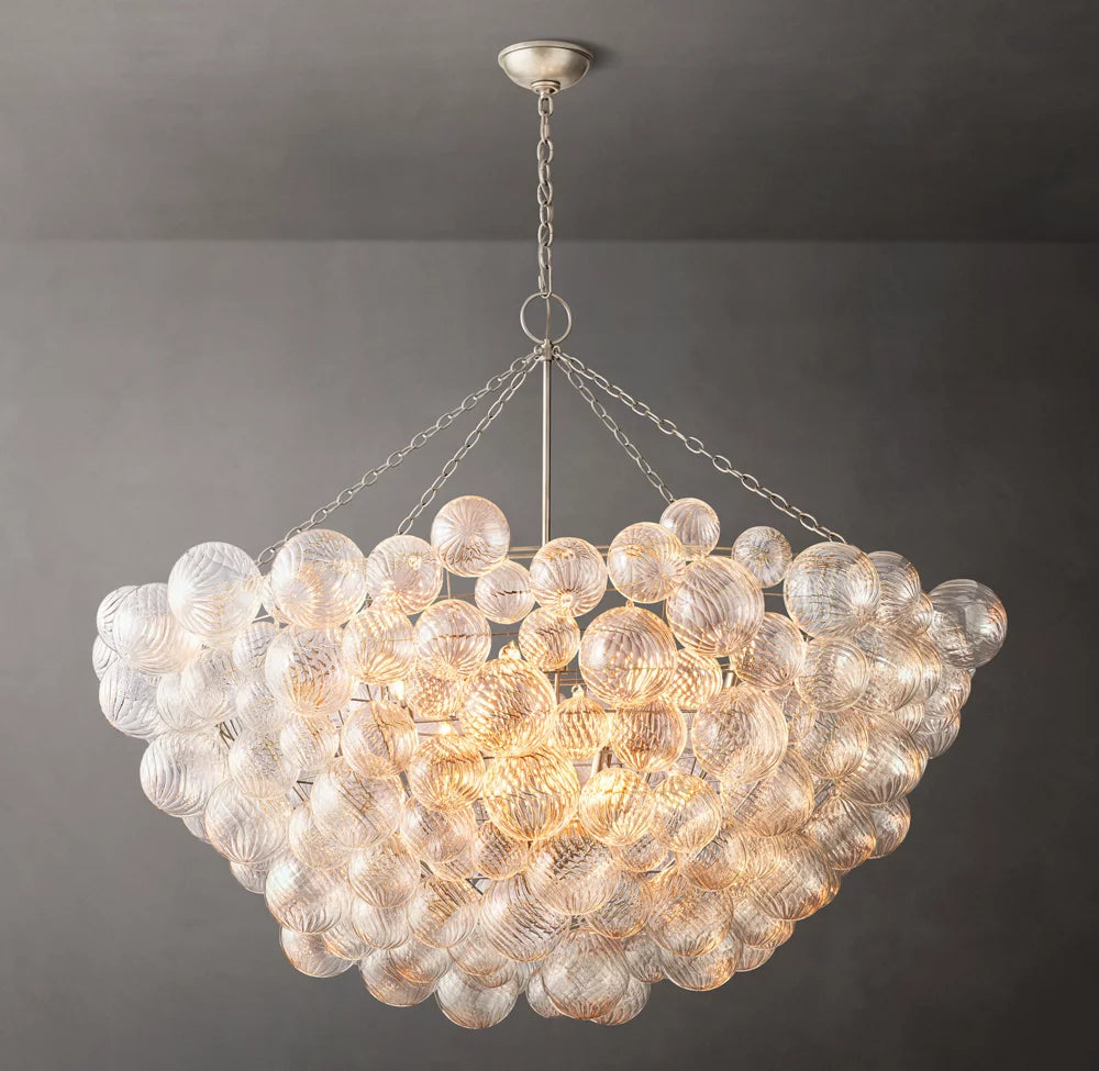 Rippled Glass Orb Grand Chandelier
