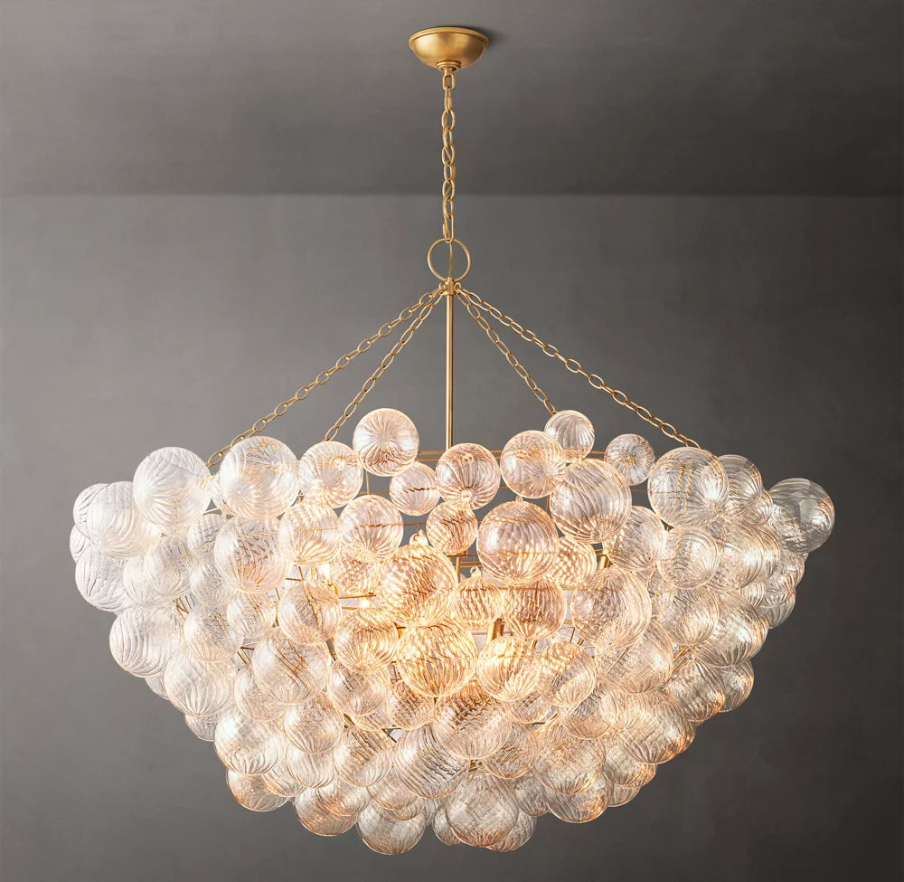 Rippled Glass Orb Grand Chandelier