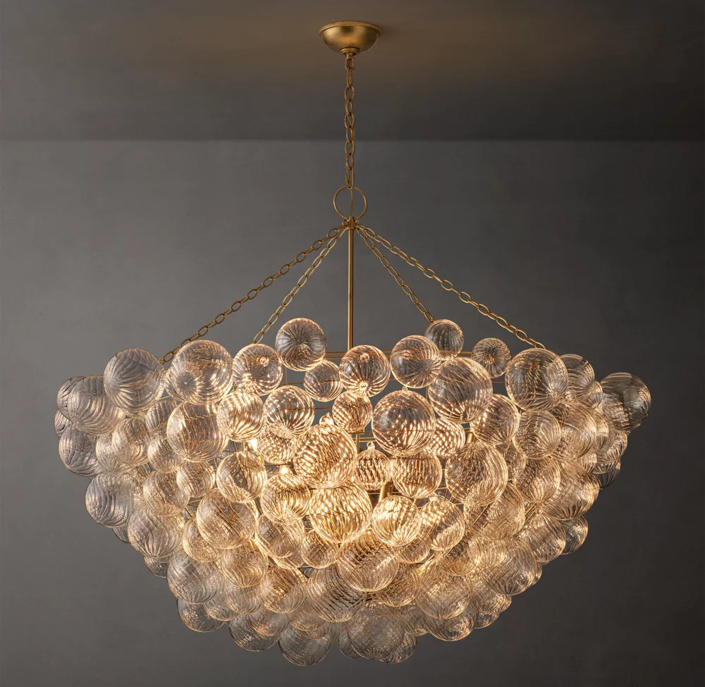 Rippled Glass Orb Grand Chandelier