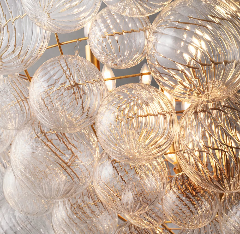Rippled Glass Orb Grand Chandelier