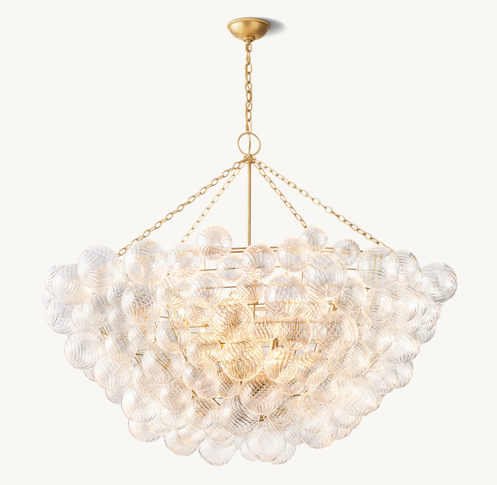 Rippled Glass Orb Grand Chandelier