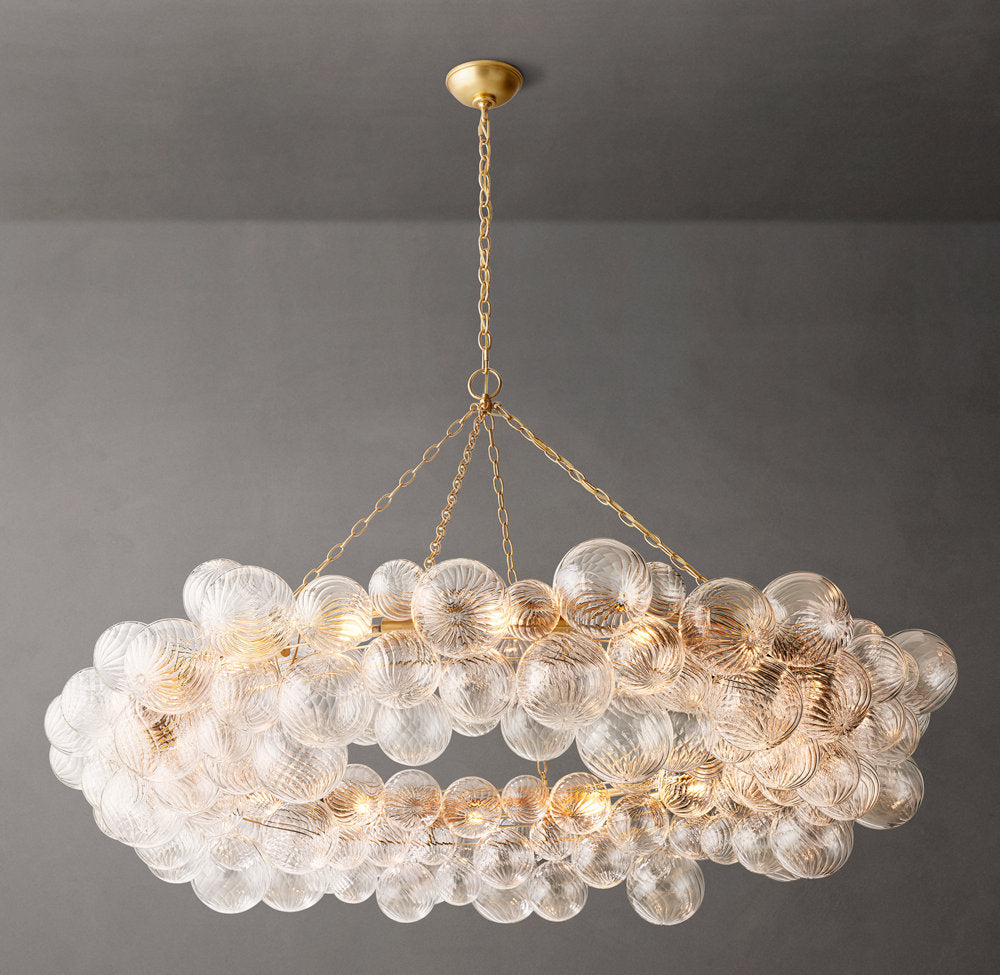 Rippled Glass Orb Halo Chandelier