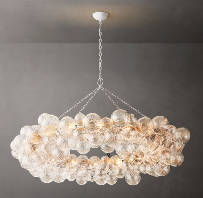 Rippled Glass Orb Halo Chandelier