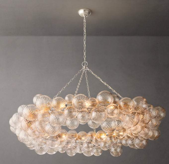 Rippled Glass Orb Halo Chandelier