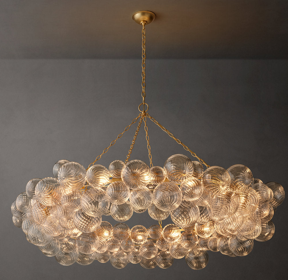 Rippled Glass Orb Halo Chandelier