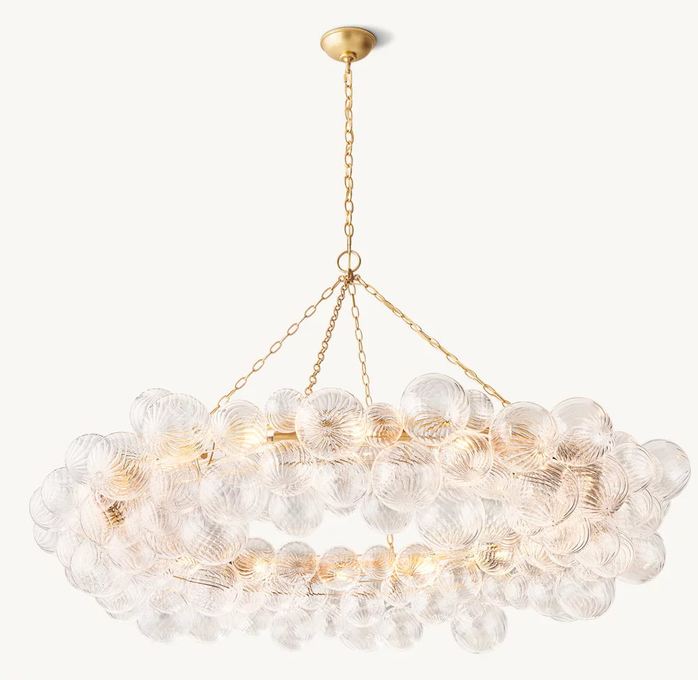 Rippled Glass Orb Halo Chandelier