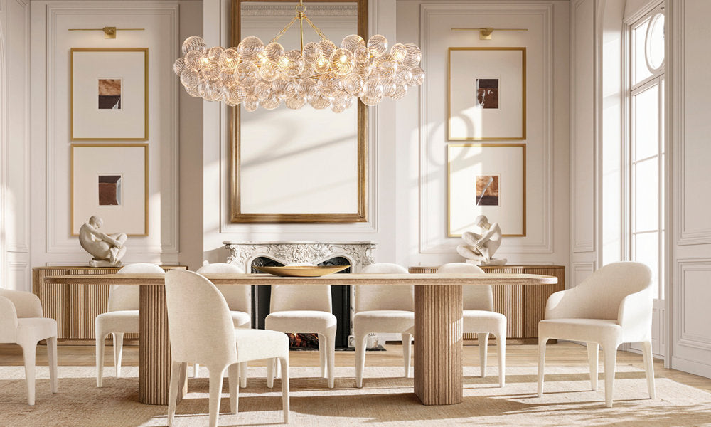 Rippled Glass Orb Halo Chandelier