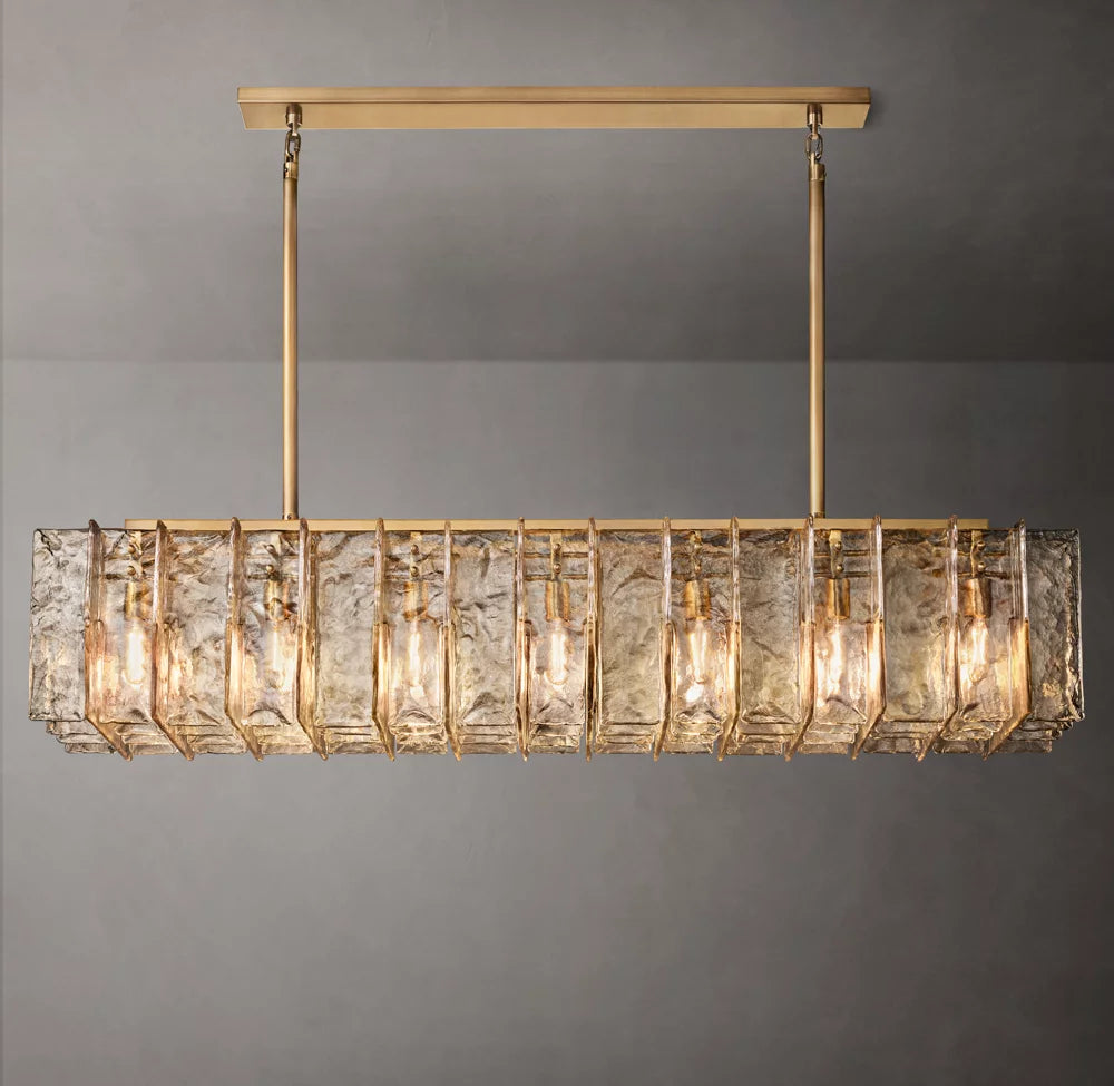 Rippled Smoke Glass Beam Chandelier