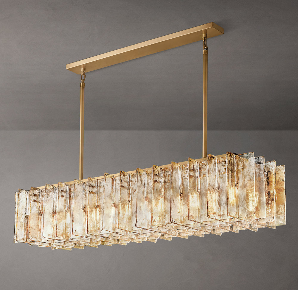 Rippled Smoke Glass Beam Chandelier