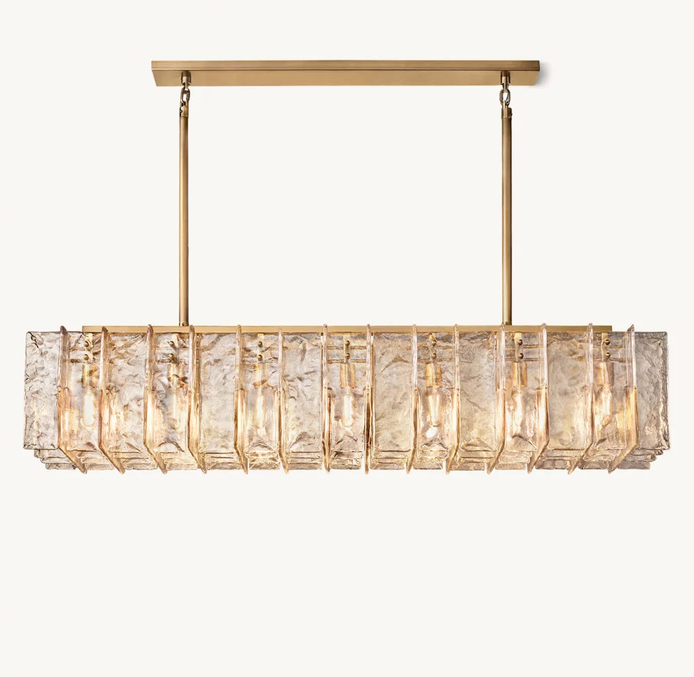 Rippled Smoke Glass Beam Chandelier