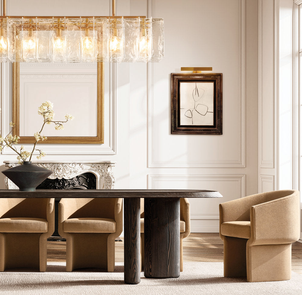Rippled Smoke Glass Beam Chandelier