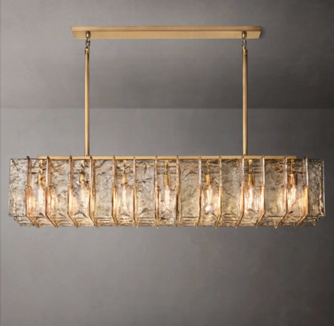 Rippled Smoke Glass Beam Chandelier